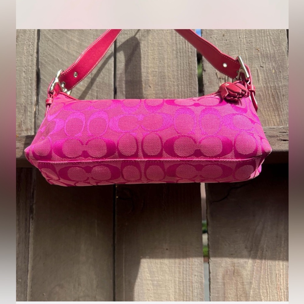 HOT PINK COACH EAST WEST SOHO Y2K DEMI BAG SIGNATURE JACQUARD Cs # 6371 - Picture 5 of 5